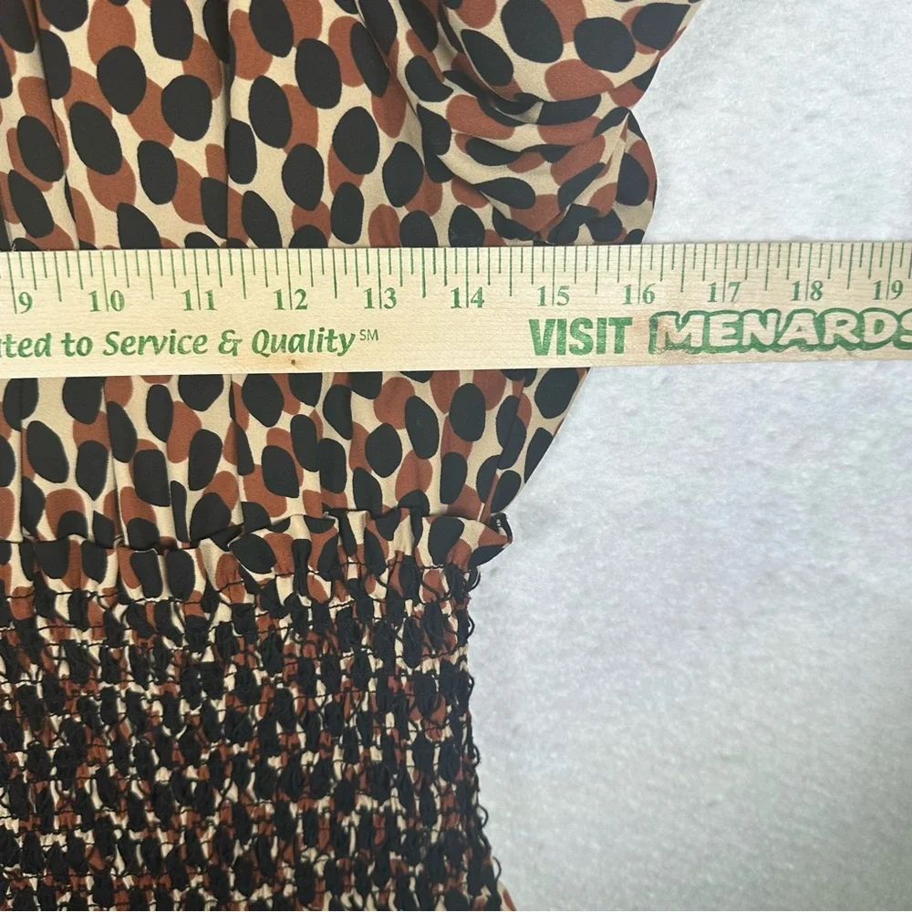 Kate Spade Dotty Spin Leopard Dress J219 Womens Medium Smocked Waist Fit‎ Flare